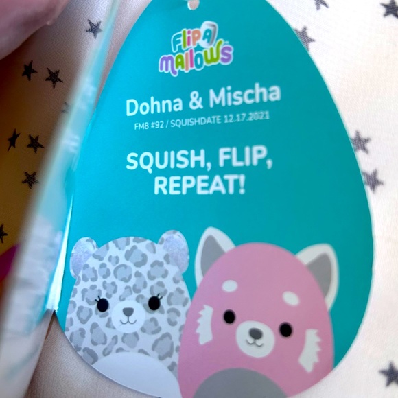 Dohna 🔄 Mischa 🐆 🐼  Pink Panda & Snow Leopard FlipAMallows ☆》NWT《☆ - Picture 6 of 9